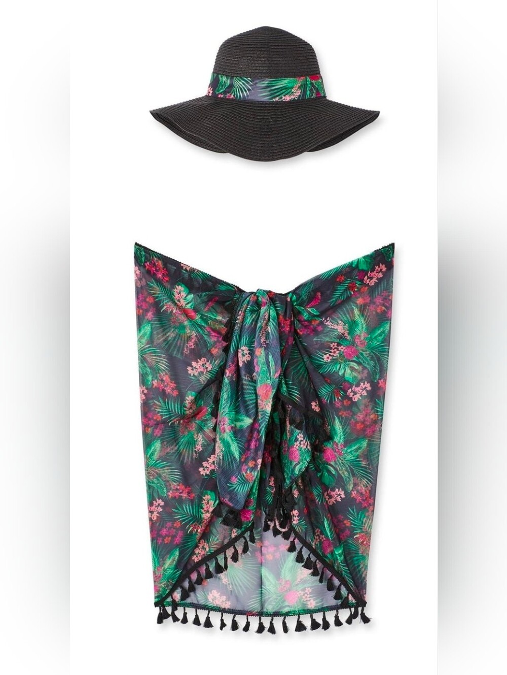 NWT Madden NYC Women's Straw Hat and Pareo 2-Piece Gift Set with Pouch